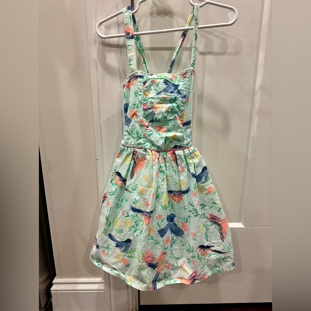 Girls spring dress with birds